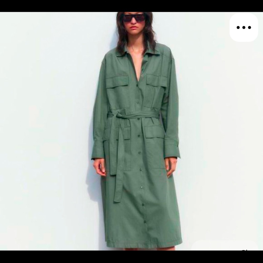 Zara Women's Utility Jacket dress in Gray/green